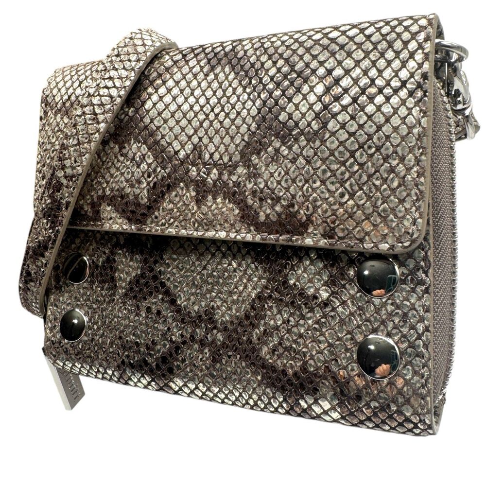 Hammitt Lucas Metallic Snakeskin Wallet Crossbody Clutch Silver - Picture 9 of 16